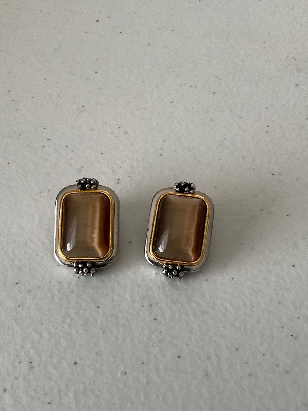 Classic Rectangular Tiger's Eye Stud Earrings